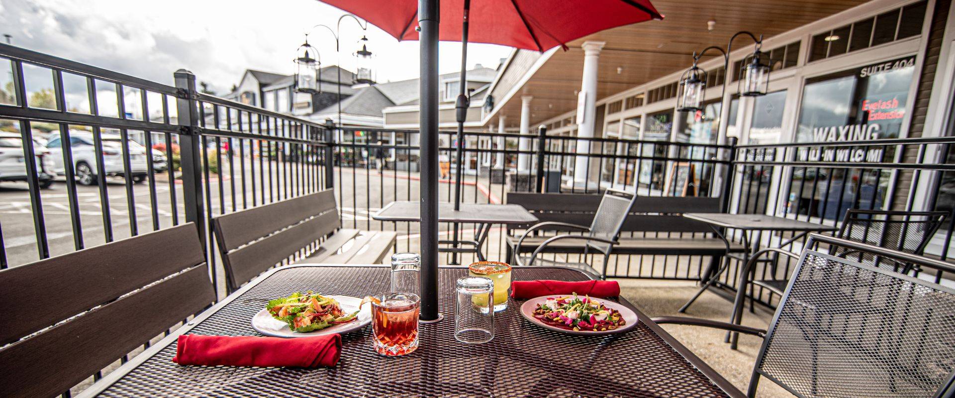 Our patio in Mukilteo is open from late spring through early fall, weather depending.