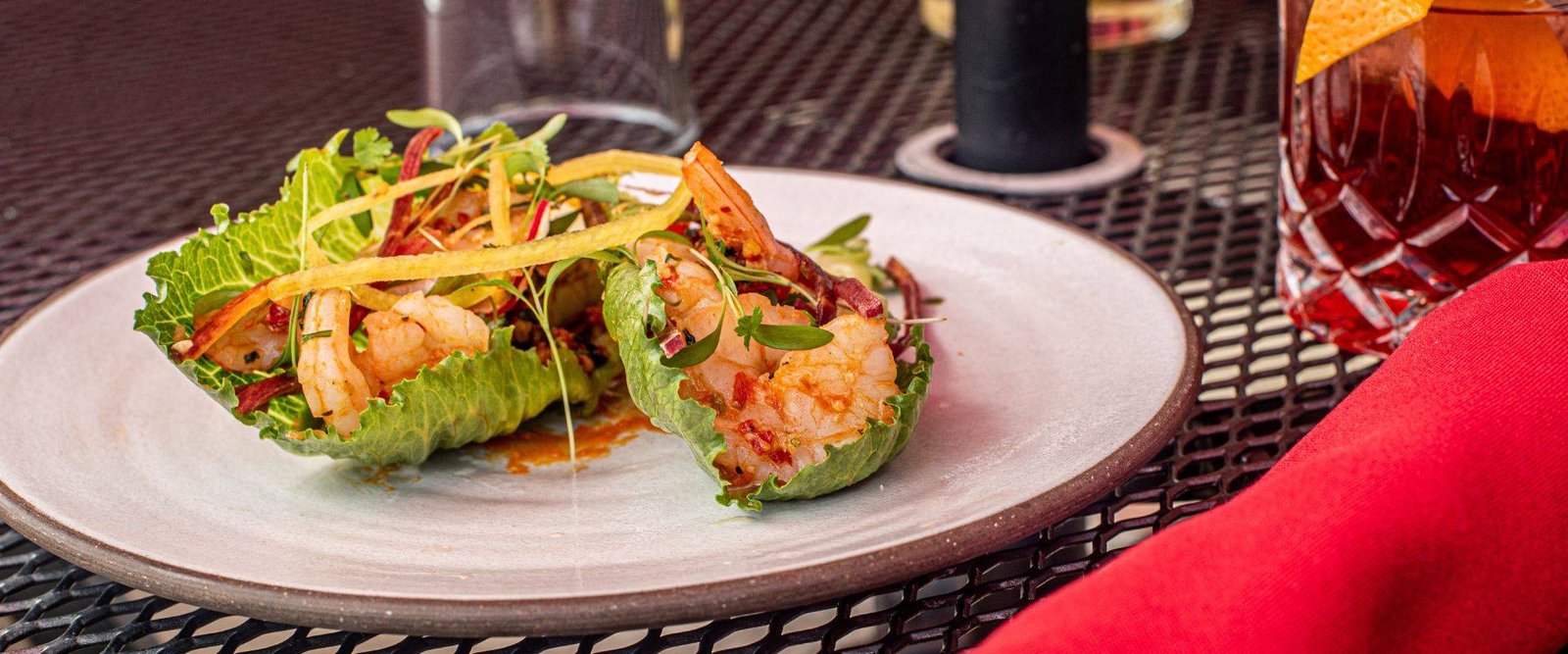 Spicy Prawn Lettuce Wraps at Red Cork Bistro