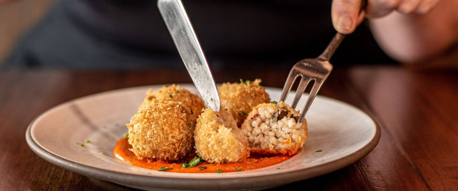 Mushroom Risotto Arancinis at Red Cork Bistro